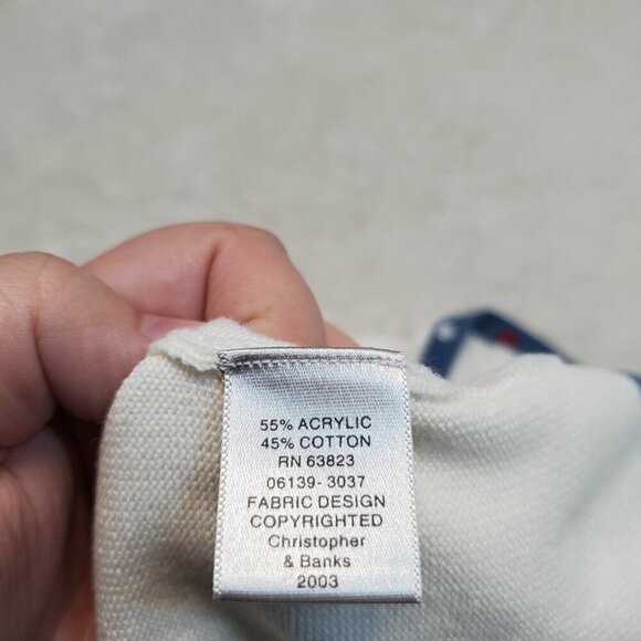 Christopher‎ & Banks Ivory Blue Red Patriotic Embroidered Short Sleeve Blouse S - Picture 9 of 9